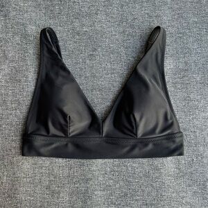 Aerie Longline V Scoop Bikini Top Triangle Swim Black Small
